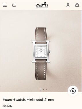 Hermes Taupe Leather Watch with Stainless Silver Case